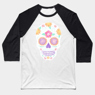 Colorful Flower Sugar Skull Baseball T-Shirt